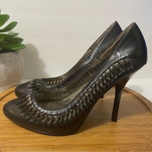 SE Boutique Sam Edelman Shawnee Black Leather Cutout Pumps Women's 9 Party Heels